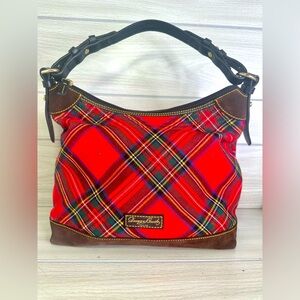 Dooney & Bourke Red Tartan Plaid Wool & Suede Erica Shoulder Bag LNC! Excellent!